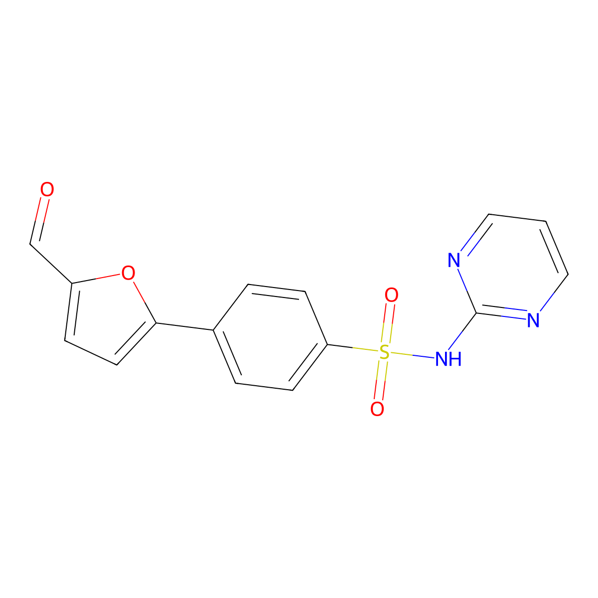 4-(5-formylfuran-2-yl)-N-(pyrimidin-2-yl)benzene-1-sulfonamide molecular structure, CAS 568566-39-2