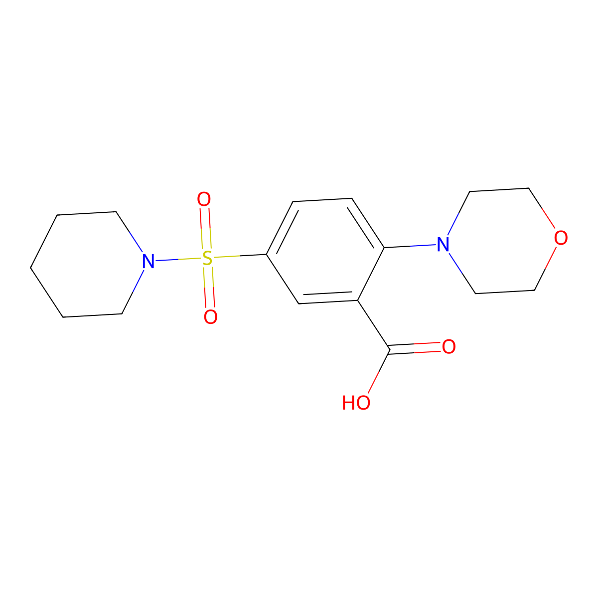 2-(4-Morpholinyl)-5-(1-piperidinylsulfonyl)benzoic acid molecular structure, CAS 568566-60-9