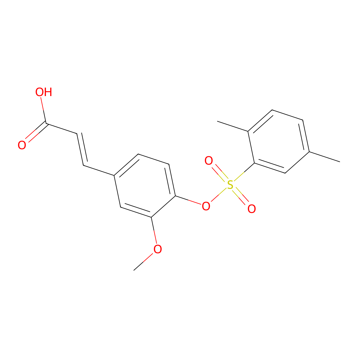 3-{4-[(2,5-Dimethylbenzenesulfonyl)oxy]-3-methoxyphenyl}prop-2-enoic acid molecular structure, CAS 568567-08-8