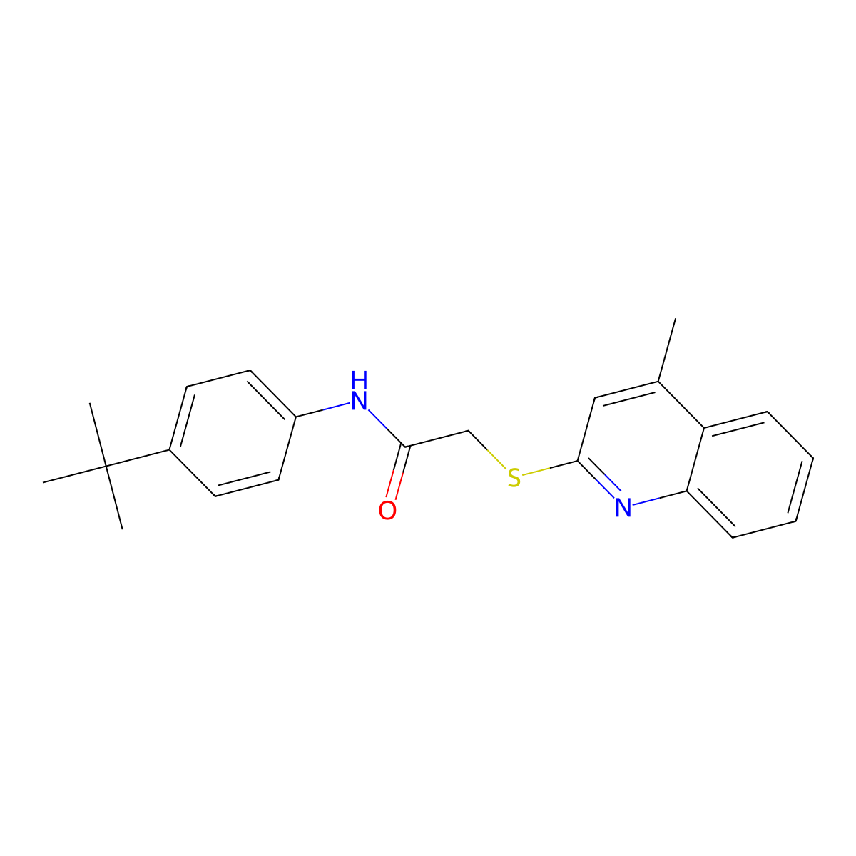 N-(4-(tert-butyl)phenyl)-2-((4-methylquinolin-2-yl)thio)acetamide molecular structure, CAS 568567-12-4