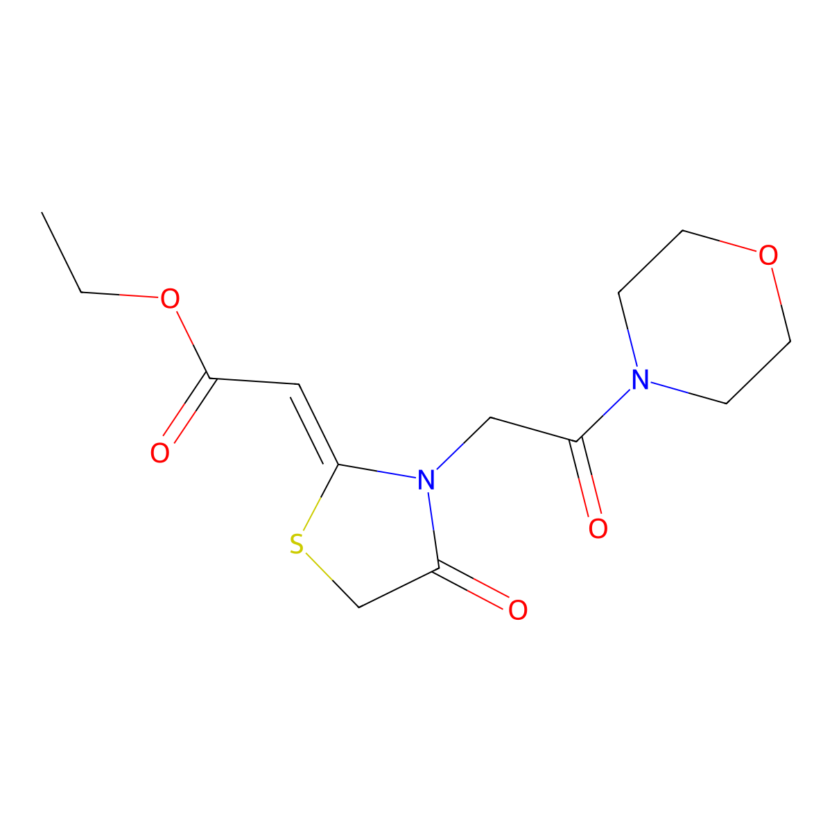 [3-(2-Morpholin-4-yl-2-oxo-ethyl)-4-oxo-thiazolidin-2-ylidene]-acetic acid ethyl ester molecular structure, CAS 568567-41-9