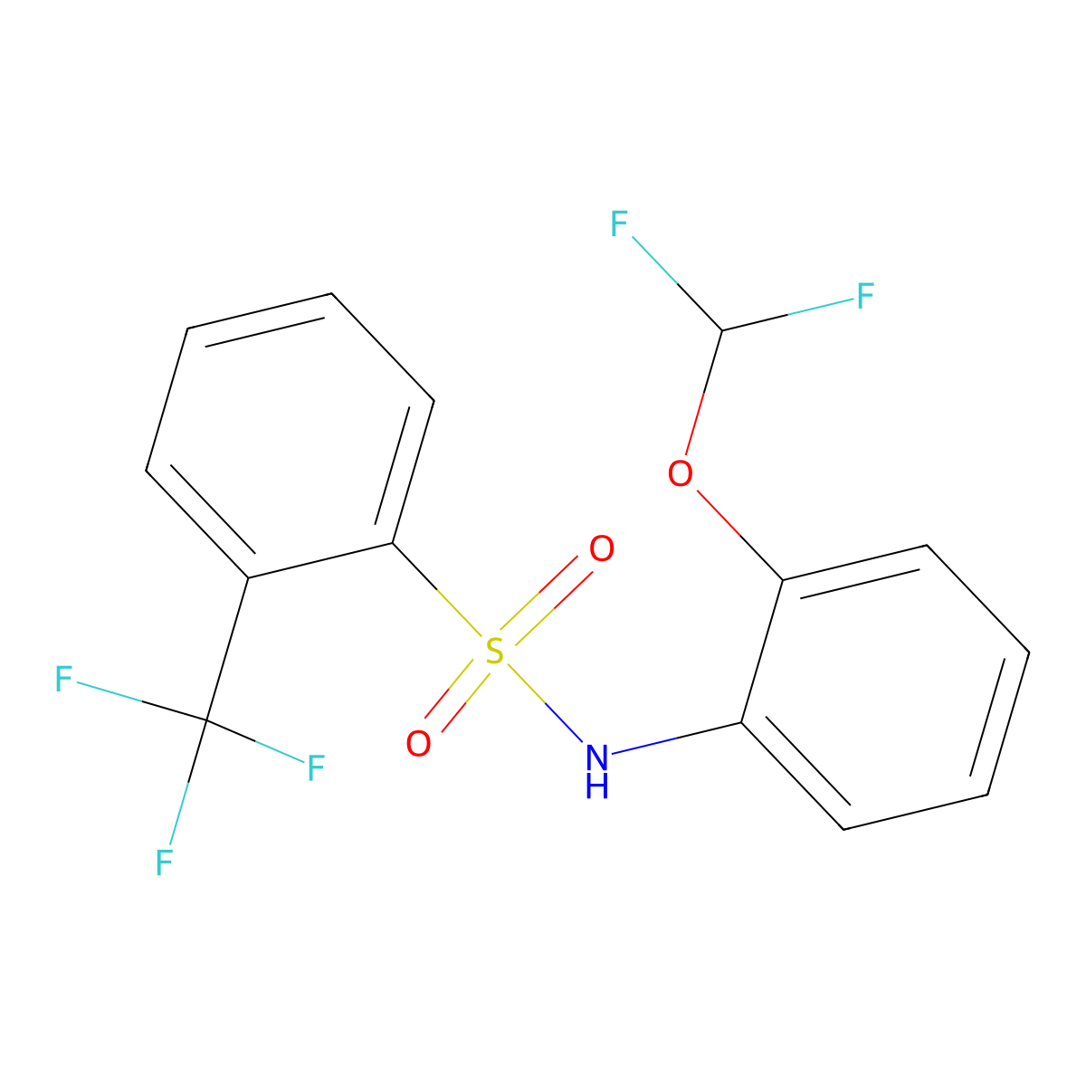 N-[2-(difluoromethoxy)phenyl]-2-(trifluoromethyl)benzene-1-sulfonamide molecular structure, CAS 568570-02-5