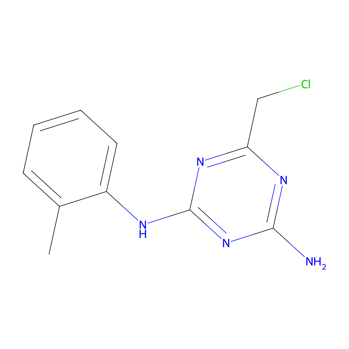 6-(chloromethyl)-N2-(2-methylphenyl)-1,3,5-triazine-2,4-diamine molecular structure, CAS 568570-13-8