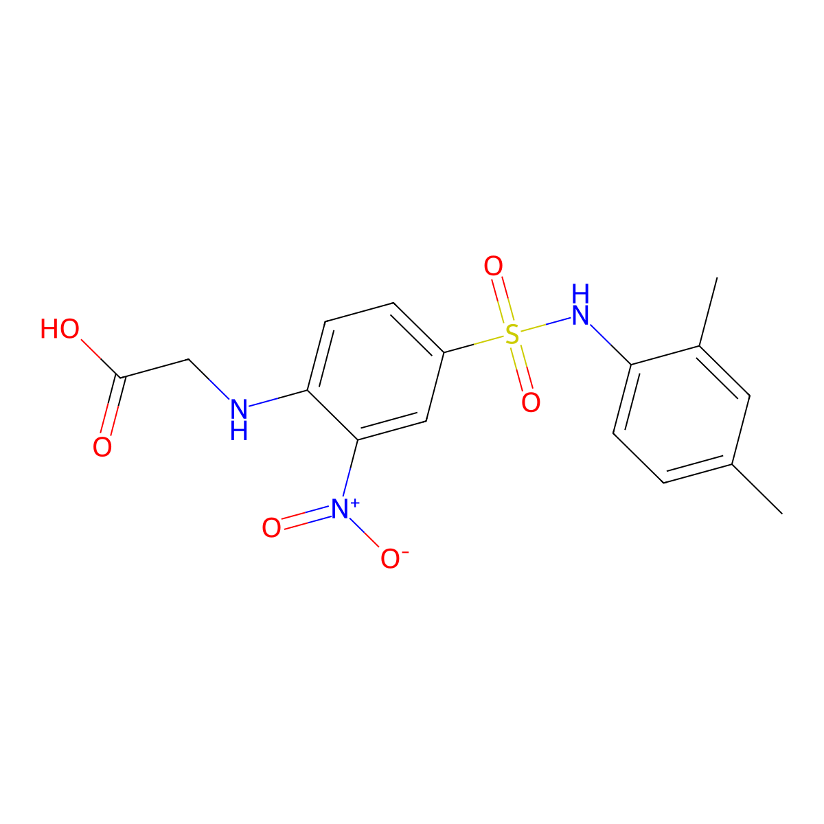 2-({4-[(2,4-Dimethylphenyl)sulfamoyl]-2-nitrophenyl}amino)acetic acid molecular structure, CAS 568570-15-0