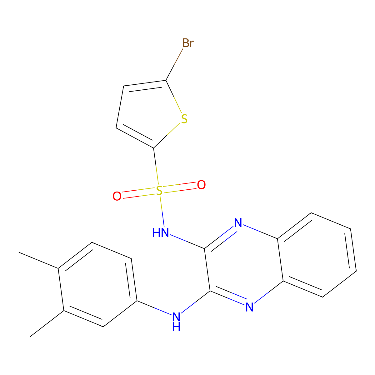 5-bromo-N-{3-[(3,4-dimethylphenyl)amino]quinoxalin-2-yl}thiophene-2-sulfonamide molecular structure, CAS 568570-60-5