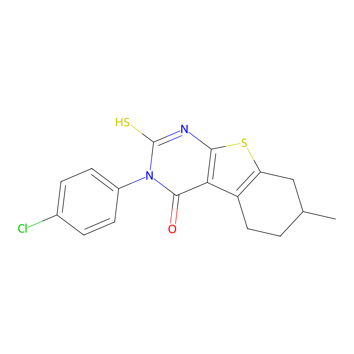 4-(4-Chlorophenyl)-11-methyl-5-sulfanyl-8-thia-4,6-diazatricyclo[7.4.0.0,2,7]trideca-1(9),2(7),5-trien-3-one molecular structure, CAS 568574-77-6