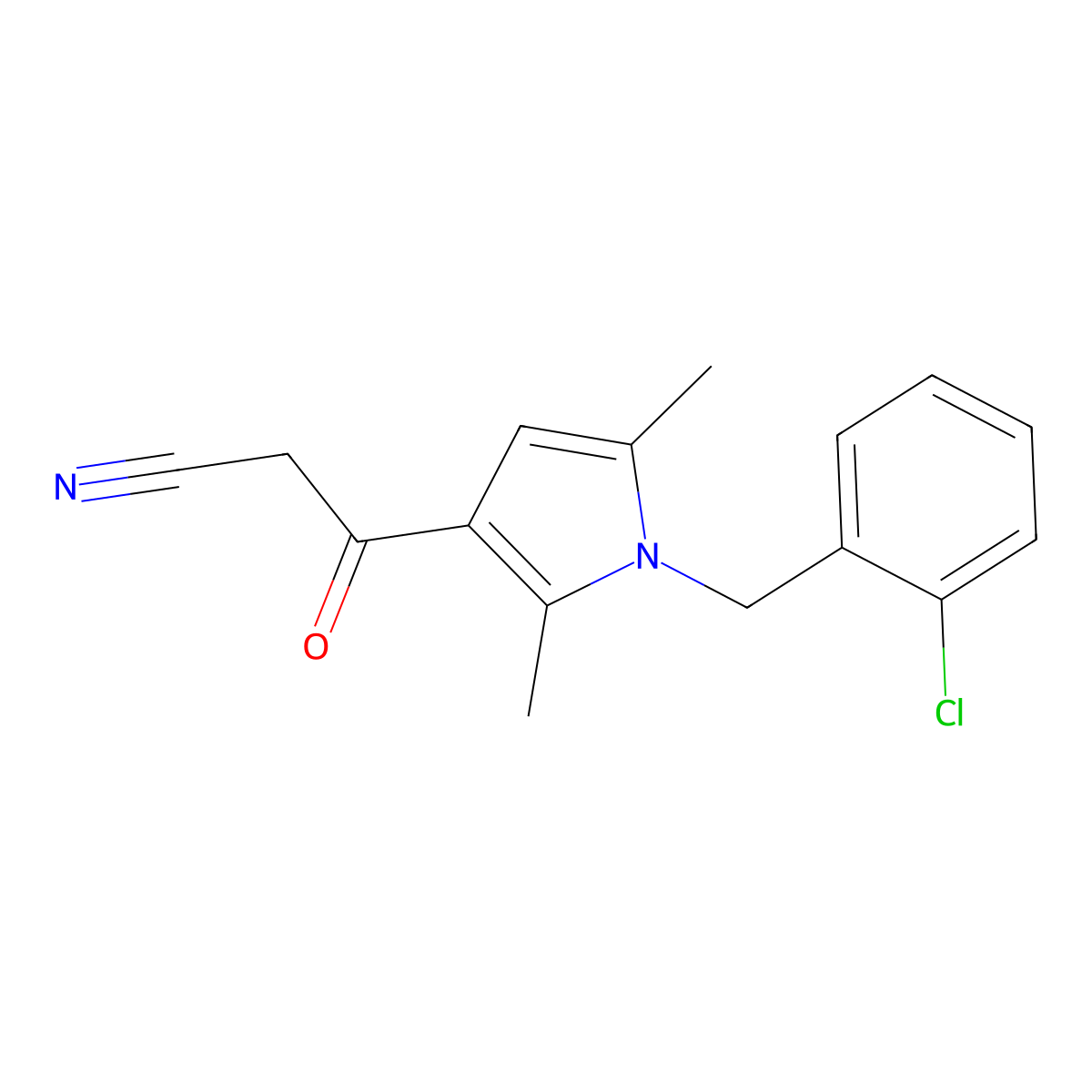 3-{1-[(2-chlorophenyl)methyl]-2,5-dimethyl-1H-pyrrol-3-yl}-3-oxopropanenitrile molecular structure, CAS 568574-79-8
