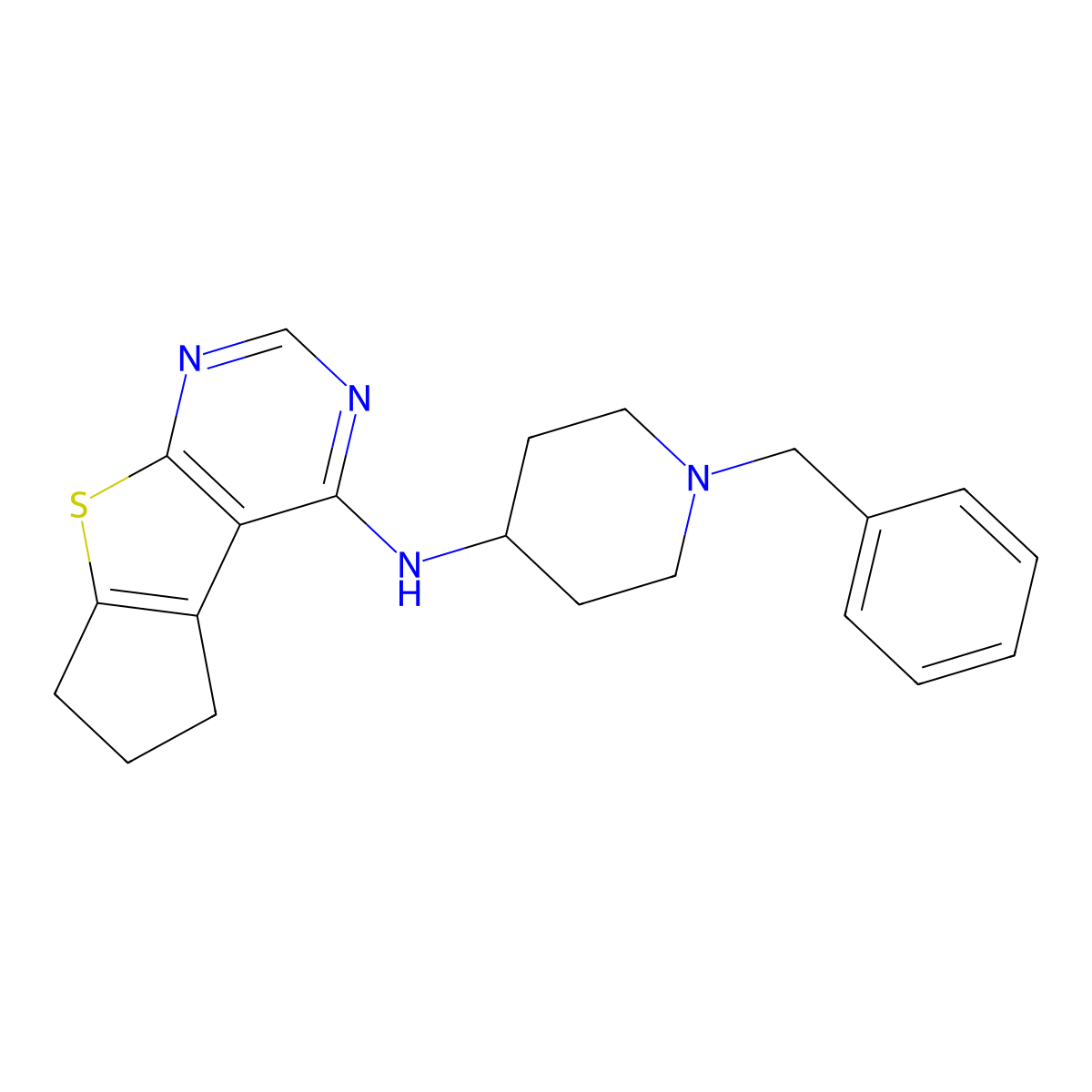6,7-dihydro-N-[1-(phenylmethyl)-4-piperidinyl]-5H-Cyclopenta[4,5]thieno[2,3-d]pyrimidin-4-amine molecular structure, CAS 568575-51-9