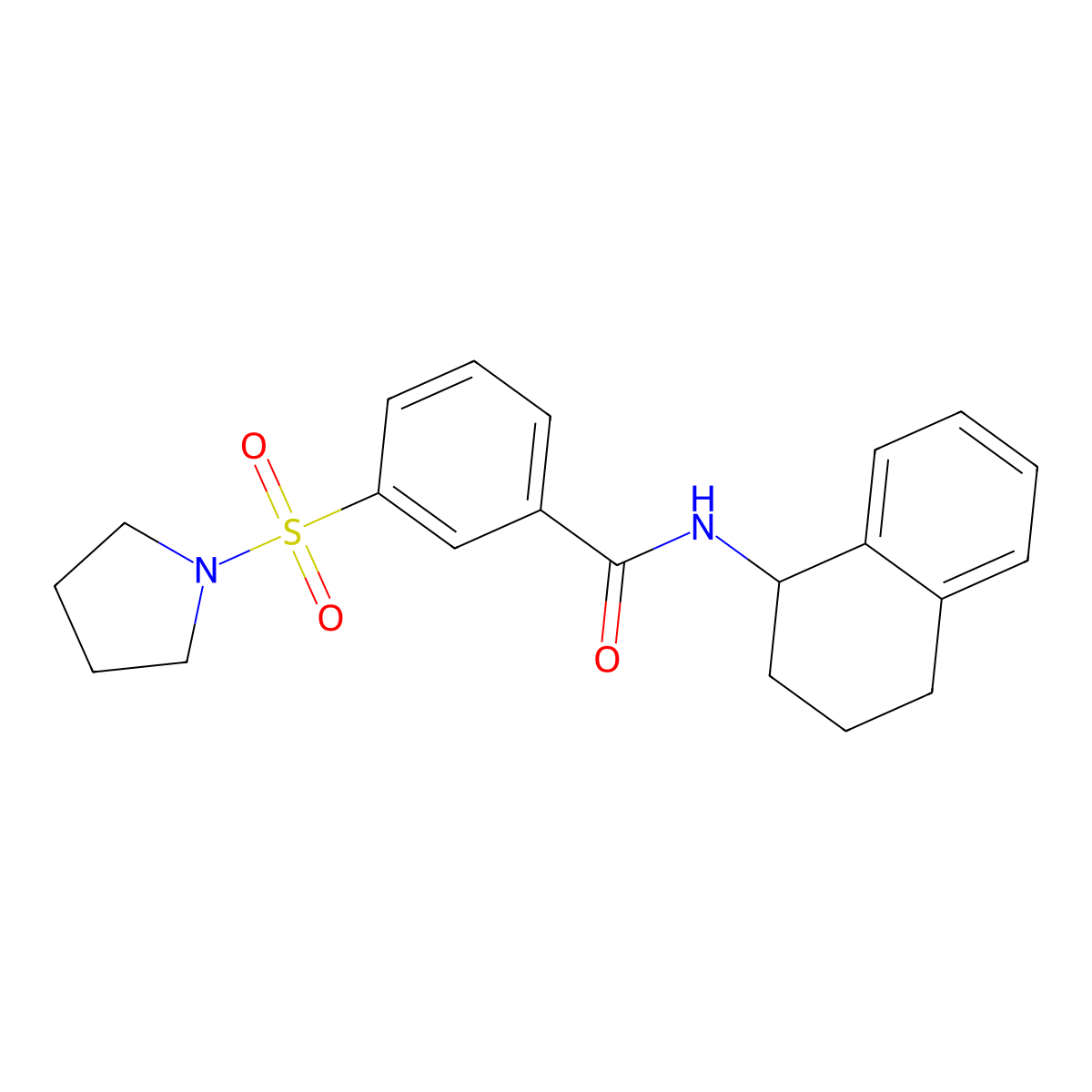 3-pyrrolidin-1-ylsulfonyl-N-(1,2,3,4-tetrahydronaphthalen-1-yl)benzamide molecular structure, CAS 568577-13-9