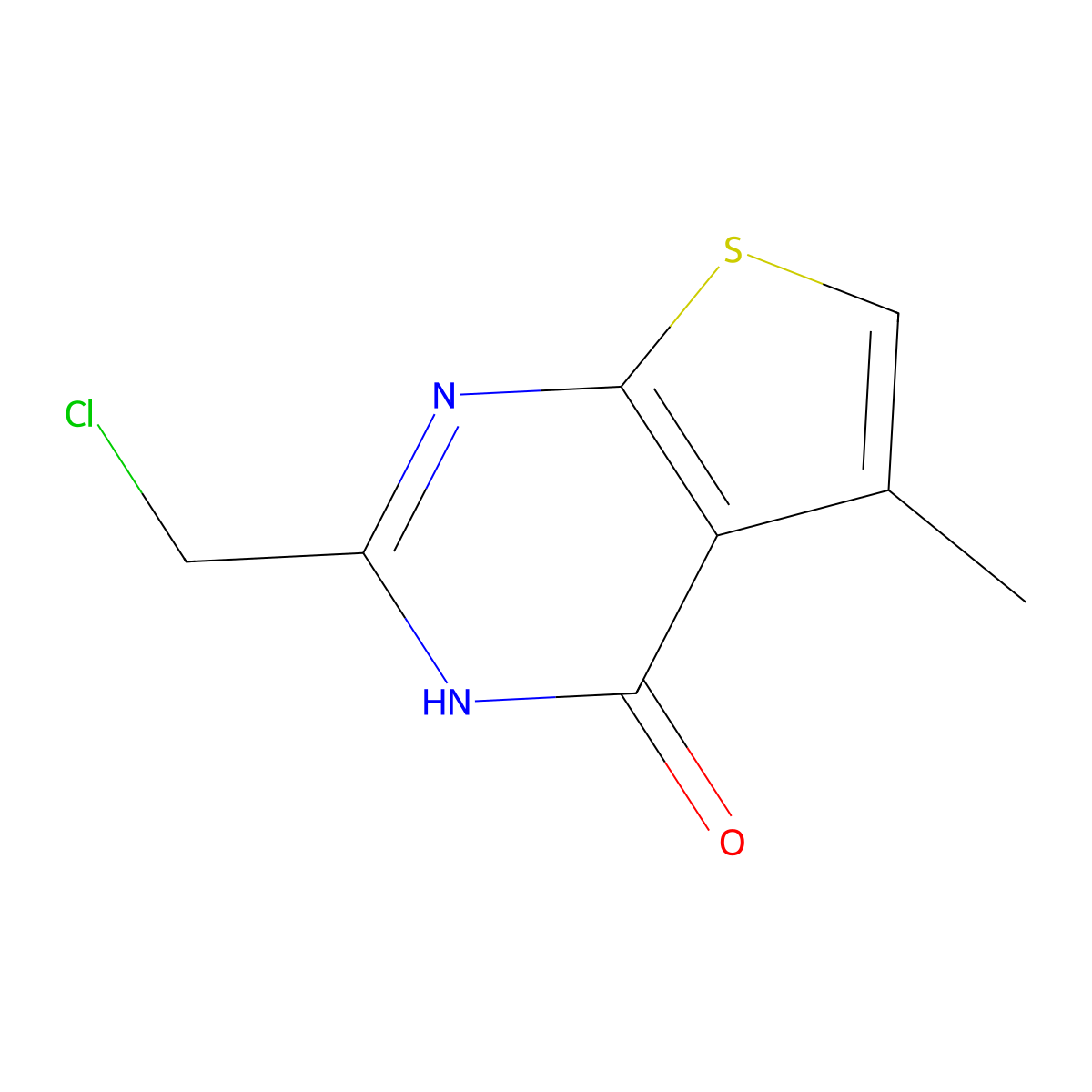 2-(chloromethyl)-5-methylthieno[2,3-d]pyrimidin-4(3H)-one molecular structure, CAS 568577-81-1