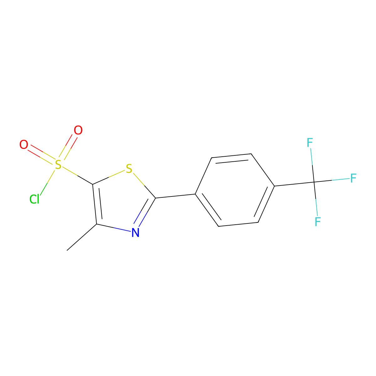 4-methyl-2-[4-(trifluoromethyl)phenyl]-1,3-thiazole-5-sulfonyl Chloride molecular structure, CAS 568577-83-3