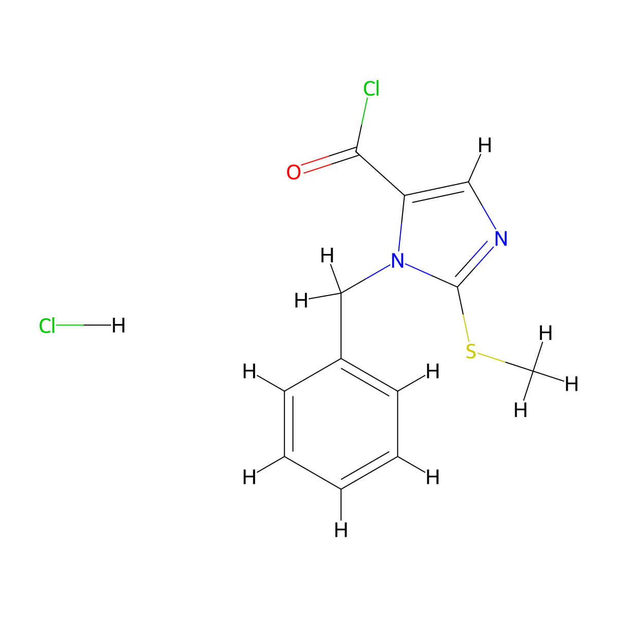 1-benzyl-2-(methylsulfanyl)-1H-imidazole-5-carbonyl chloride hydrochloride molecular structure, CAS 568577-86-6