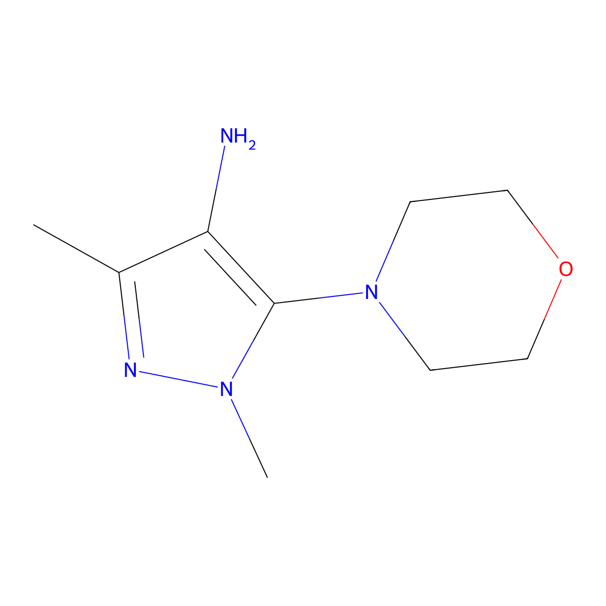 1,3-dimethyl-5-morpholino-1H-pyrazol-4-amine molecular structure, CAS 568577-87-7