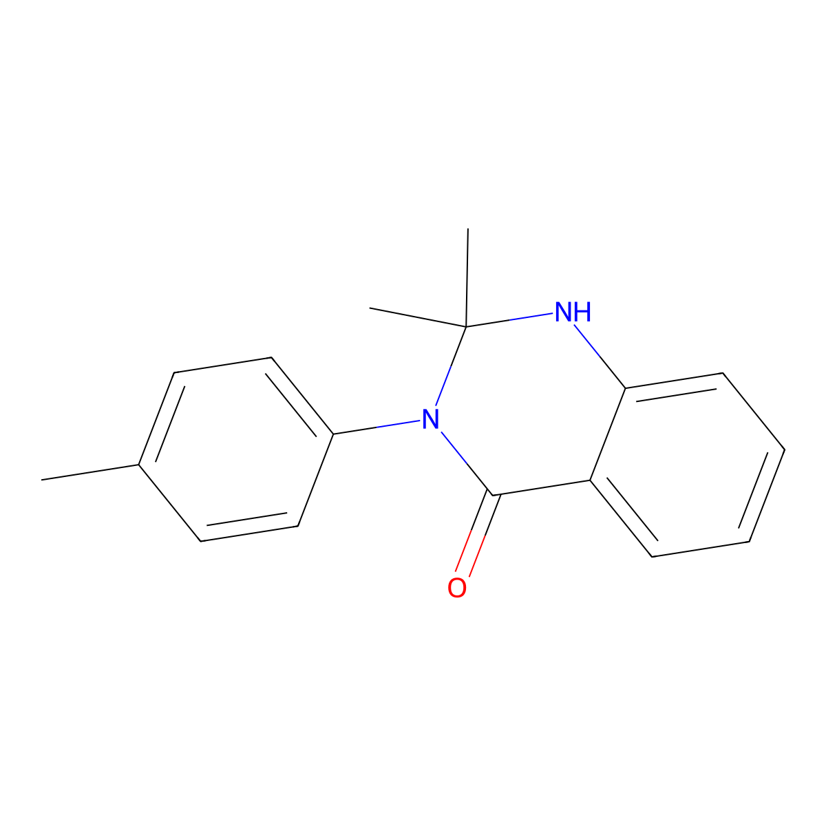 2,2-dimethyl-3-(4-methylphenyl)-2,3-dihydroquinazolin-4(1H)-one molecular structure, CAS 568592-48-3