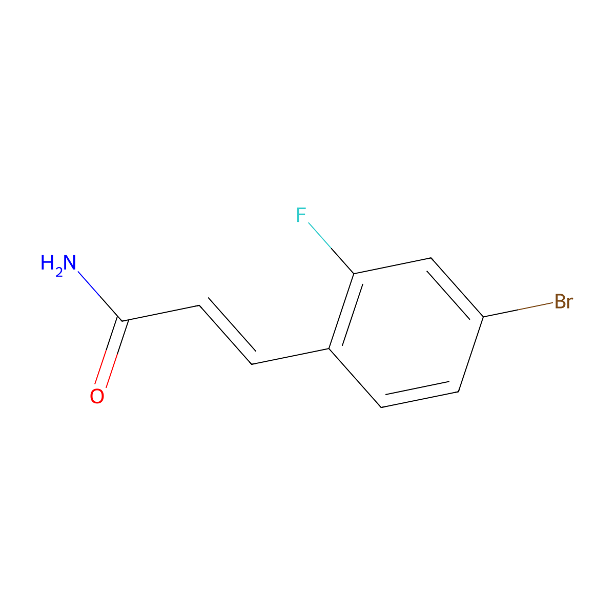 (2E)-3-(4-Bromo-2-fluorophenyl)prop-2-enamide molecular structure, CAS 568595-13-1