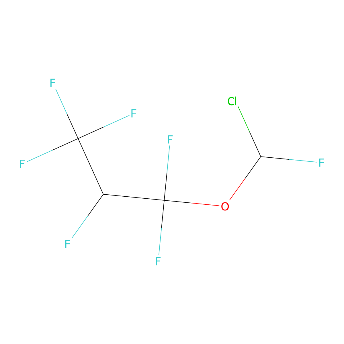 1,1,2,3,3,3-Hexafluoropropyl chlorofluoromethyl ether molecular structure, CAS 56860-86-7