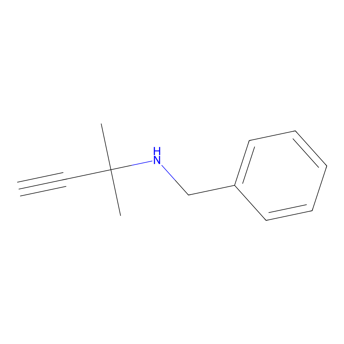 Benzenemethanamine, N-(1,1-dimethyl-2-propynyl)- molecular structure, CAS 56862-41-0