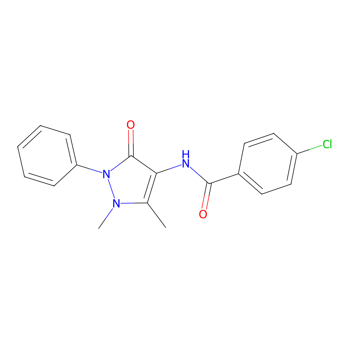 4-chloro-N-(1,5-dimethyl-3-oxo-2-phenyl-2,3-dihydro-1H-pyrazol-4-yl)benzamide molecular structure, CAS 56866-88-7