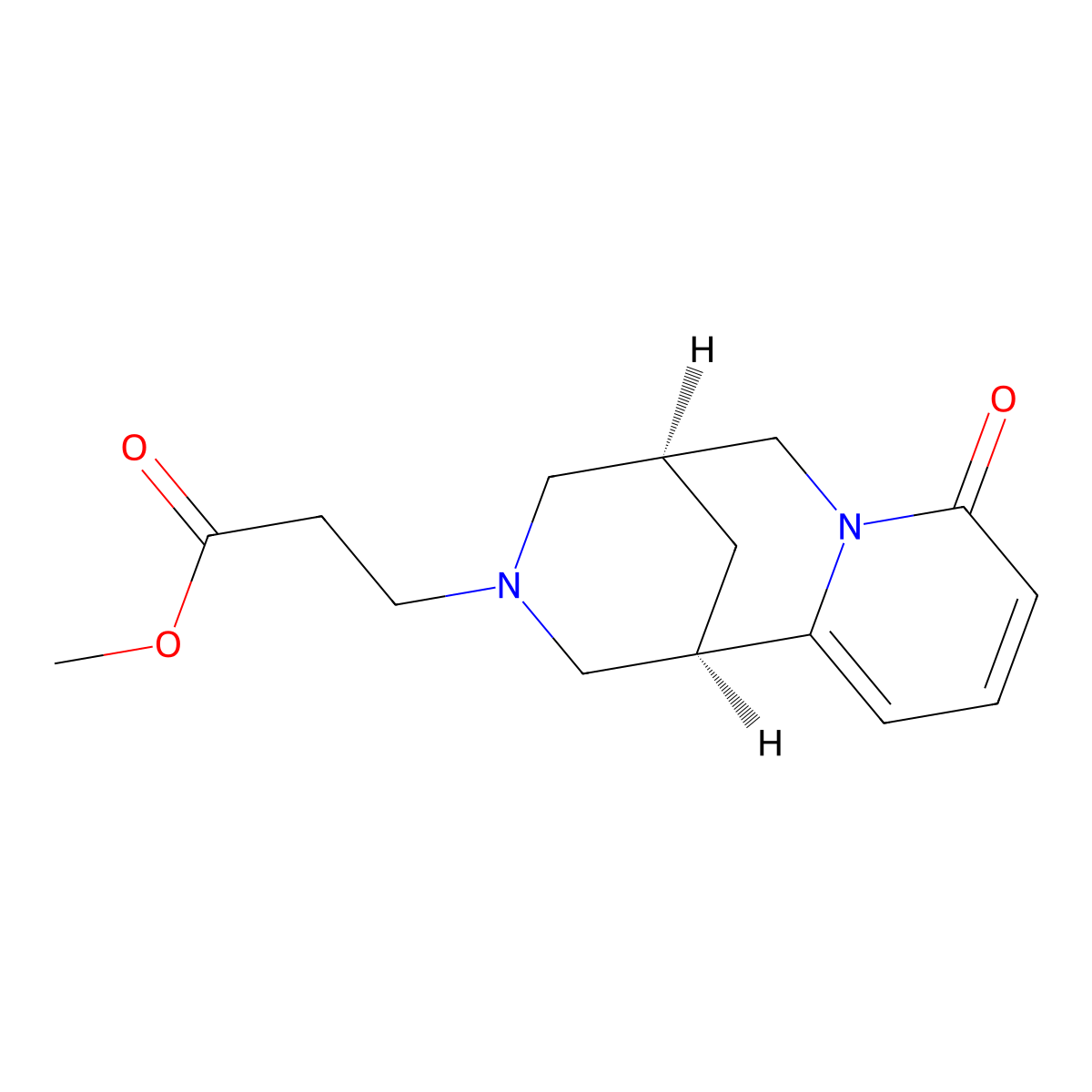 Methyl (1R,5S)-1,5,6,8-tetrahydro-8-oxo-1,5-methano-2H-pyrido[1,2-a][1,5]diazocine-3(4H)-propanoate molecular structure, CAS 5687-35-4