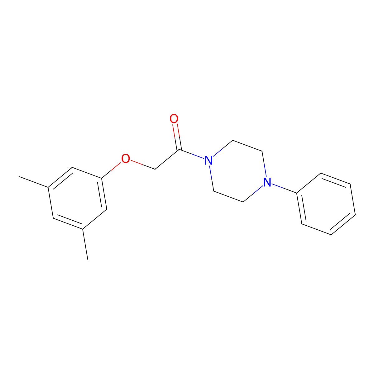 2-(3,5-Dimethylphenoxy)-1-(4-phenylpiperazin-1-yl)ethanone molecular structure, CAS 5687-88-7