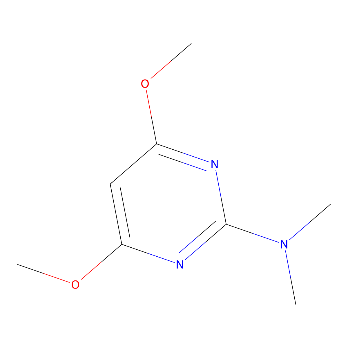 2-Dimethylamino-4,6-dimethoxypyrimidine molecular structure, CAS 56873-65-5