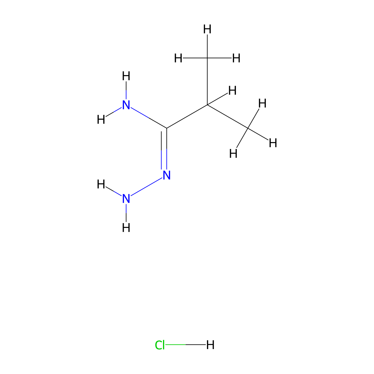 N'-amino-2-methylpropanimidamide hydrochloride molecular structure, CAS 56873-73-5