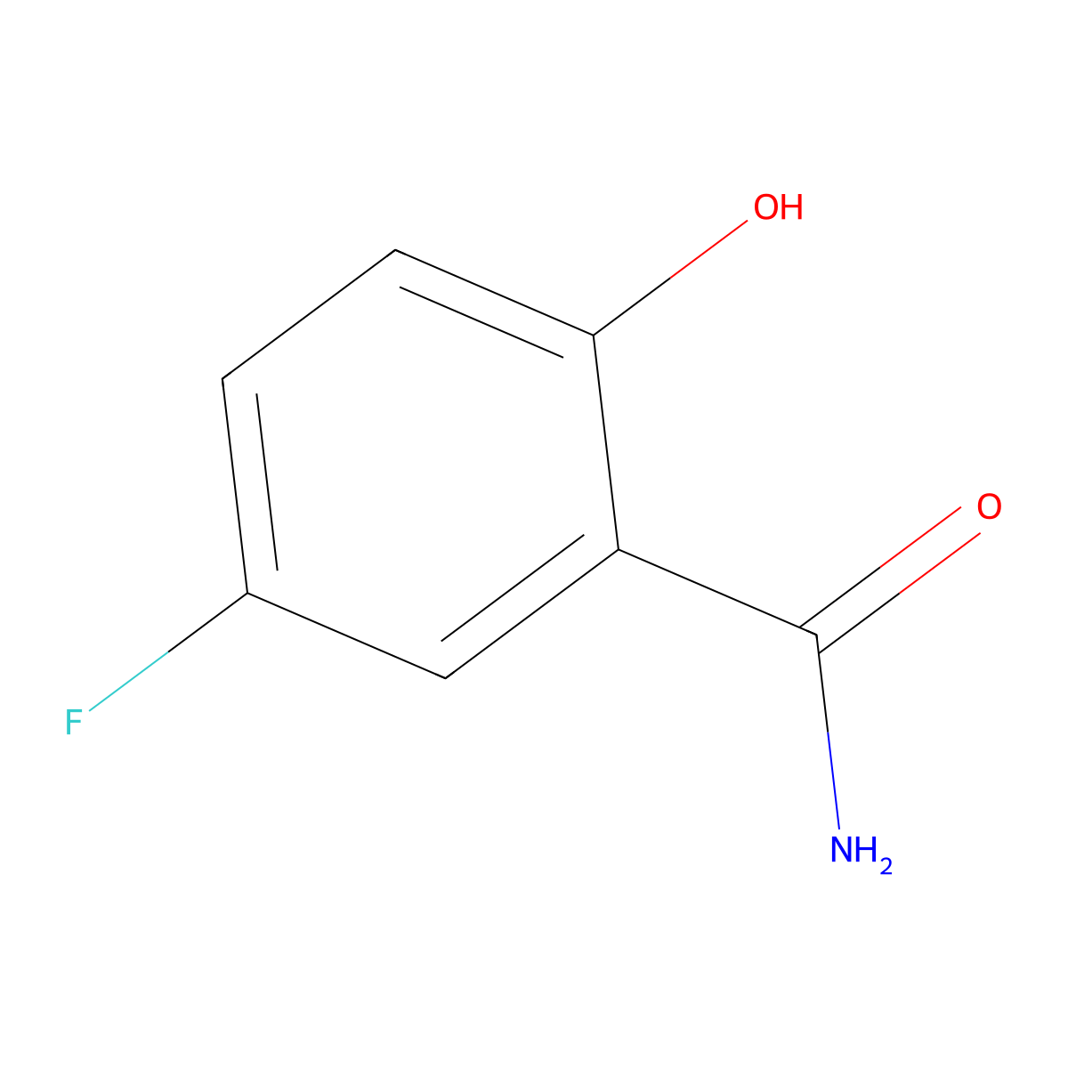 5-Fluoro-2-hydroxybenzamide molecular structure, CAS 56874-97-6
