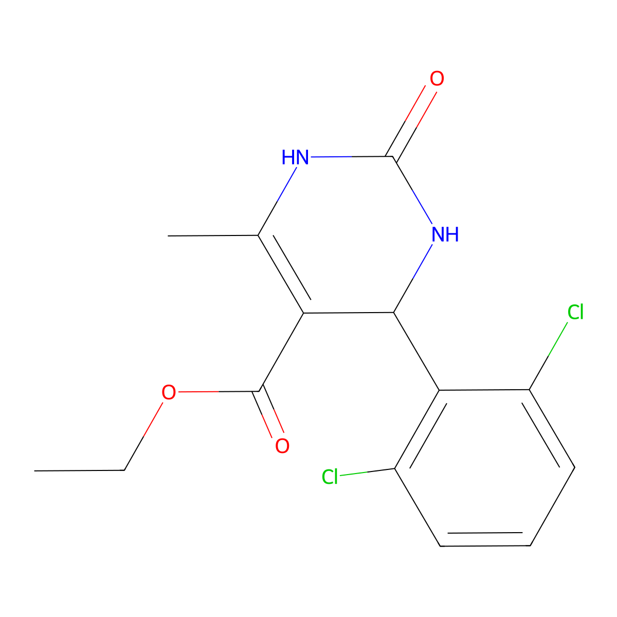 Ethyl 4-(2,6-dichlorophenyl)-6-methyl-2-oxo-1,2,3,4-tetrahydropyrimidine-5-carboxylate molecular structure, CAS 56875-97-9