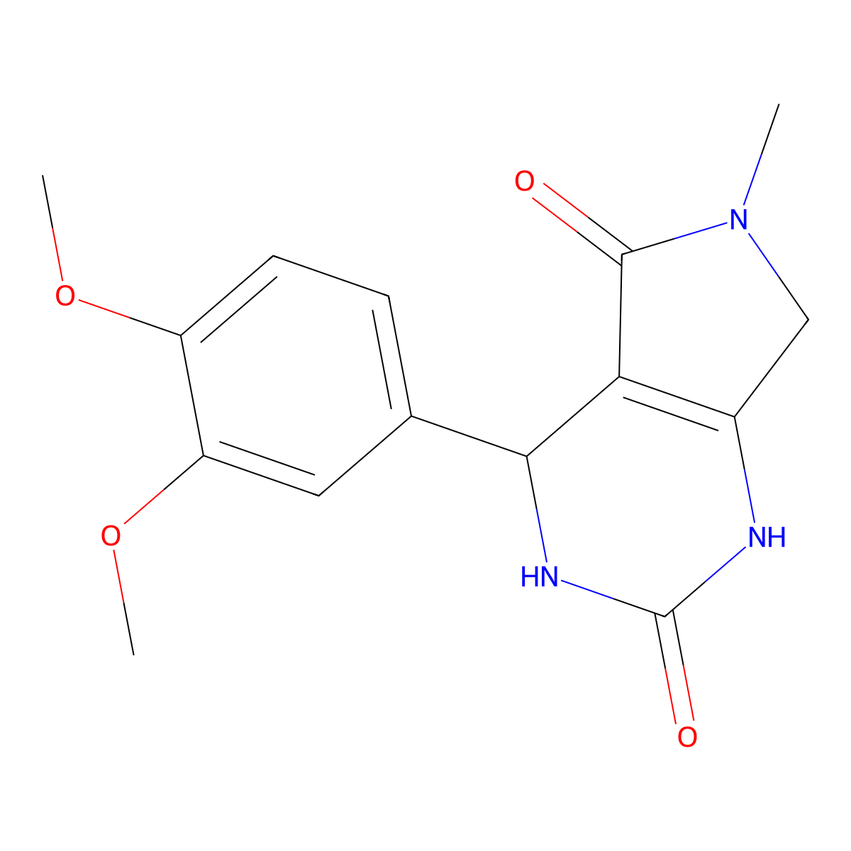 4-(3,4-dimethoxyphenyl)-6-methyl-3,4,6,7-tetrahydro-1H-pyrrolo[3,4-d]pyrimidine-2,5-dione molecular structure, CAS 56875-98-0