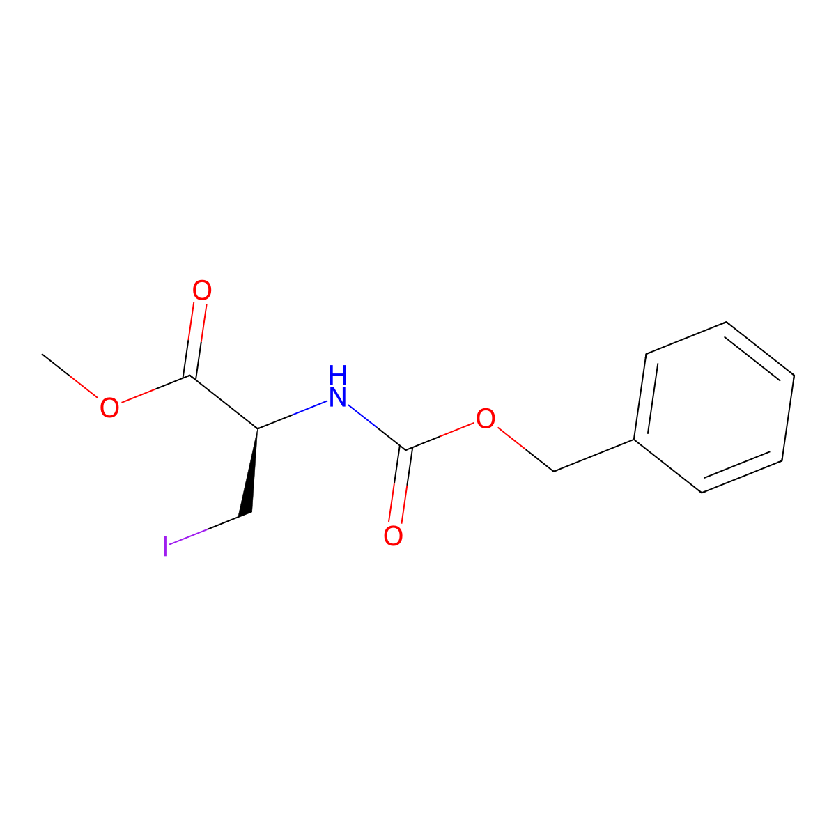 (R)-2-Benzyloxycarbonylamino-3-iodo-propionic acid methyl ester molecular structure, CAS 56877-38-4