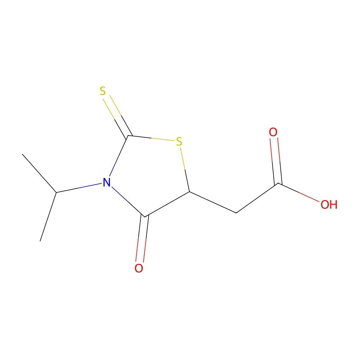 2-(3-Isopropyl-4-oxo-2-thioxothiazolidin-5-yl)acetic acid molecular structure, CAS 56879-41-5