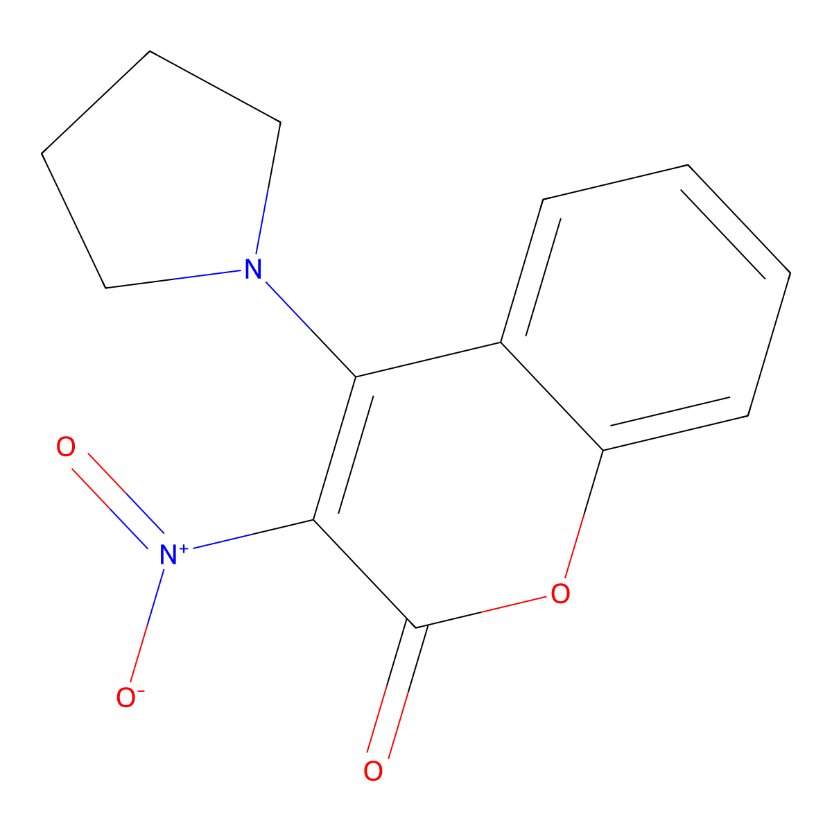Coumarin, 3-nitro-4-(1-pyrrolidinyl)- molecular structure, CAS 56879-65-3