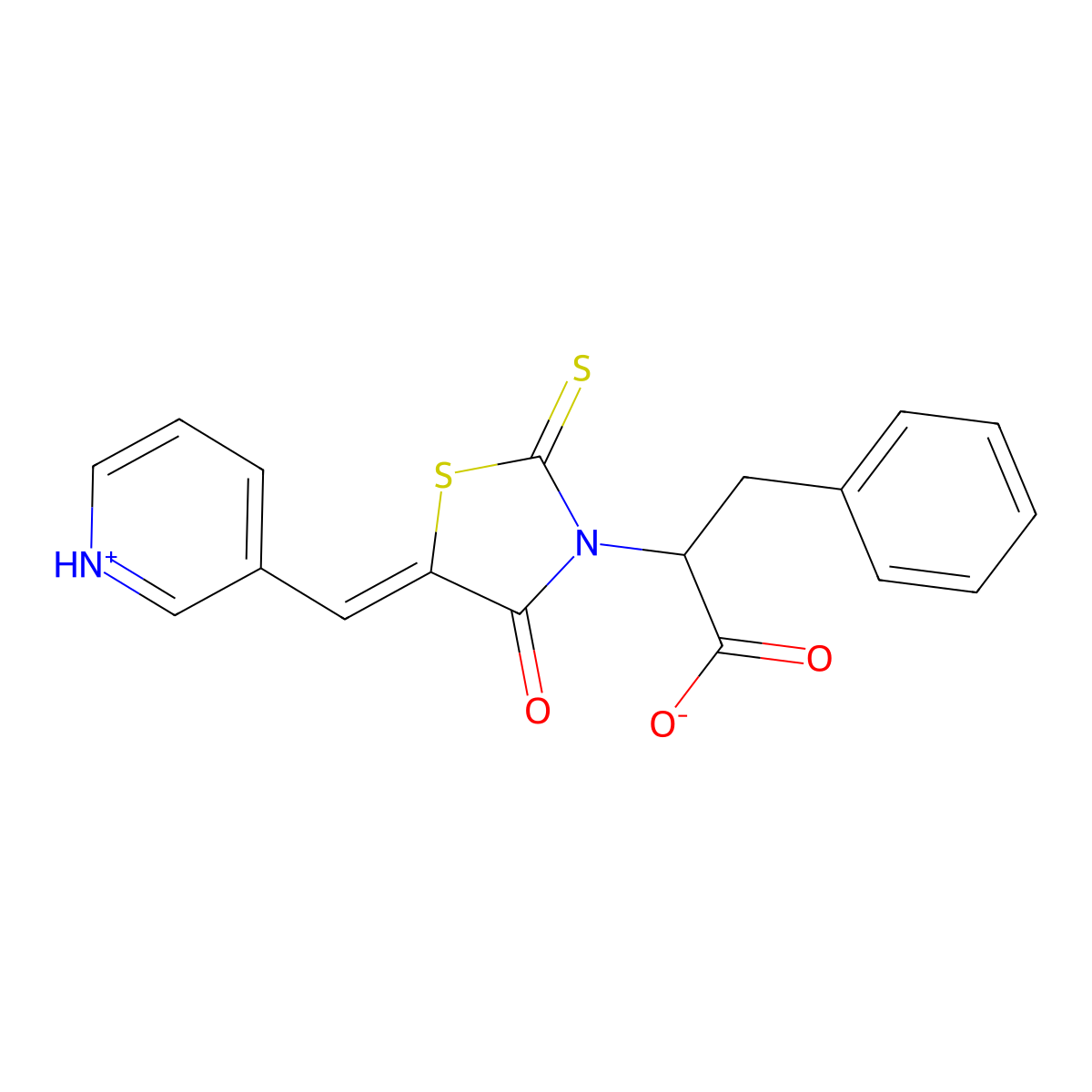 2-{4-Oxo-5-[(pyridin-3-yl)methylidene]-2-sulfanylidene-1,3-thiazolidin-3-yl}-3-phenylpropanoic acid molecular structure, CAS 5688-68-6