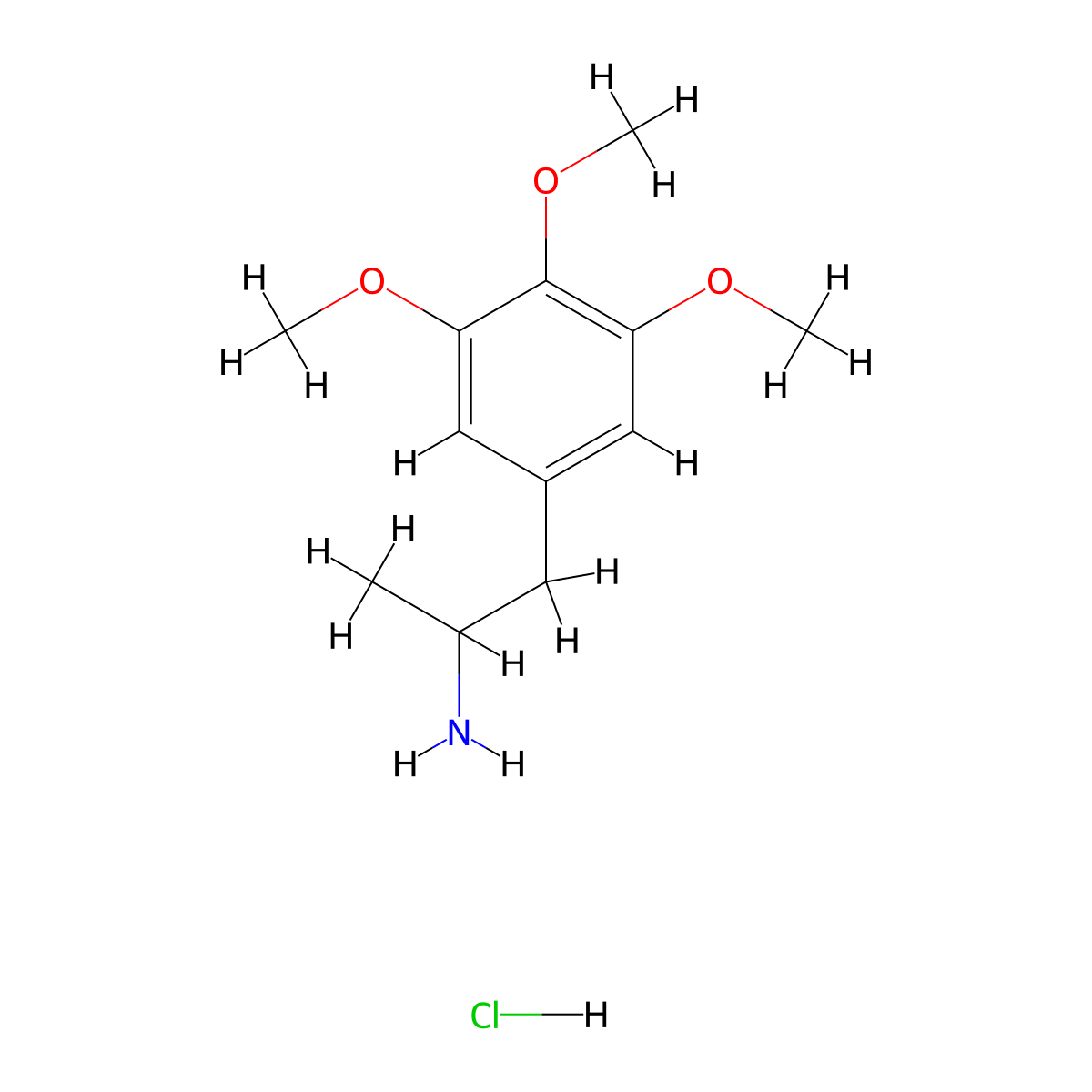 3,4,5-Trimethoxyamphetamine hydrochloride molecular structure, CAS 5688-80-2