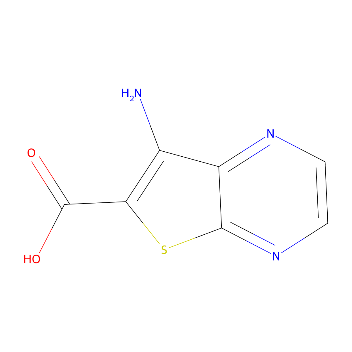 7-Aminothieno[2,3-b]pyrazine-6-carboxylic acid molecular structure, CAS 56881-31-3