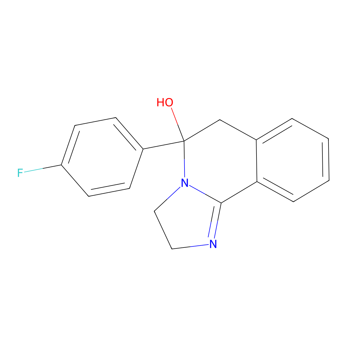 Imidazo(2,1-a)isoquinolin-5-ol, 2,3,5,6-tetrahydro-5-(p-fluorophenyl)- molecular structure, CAS 56882-41-8