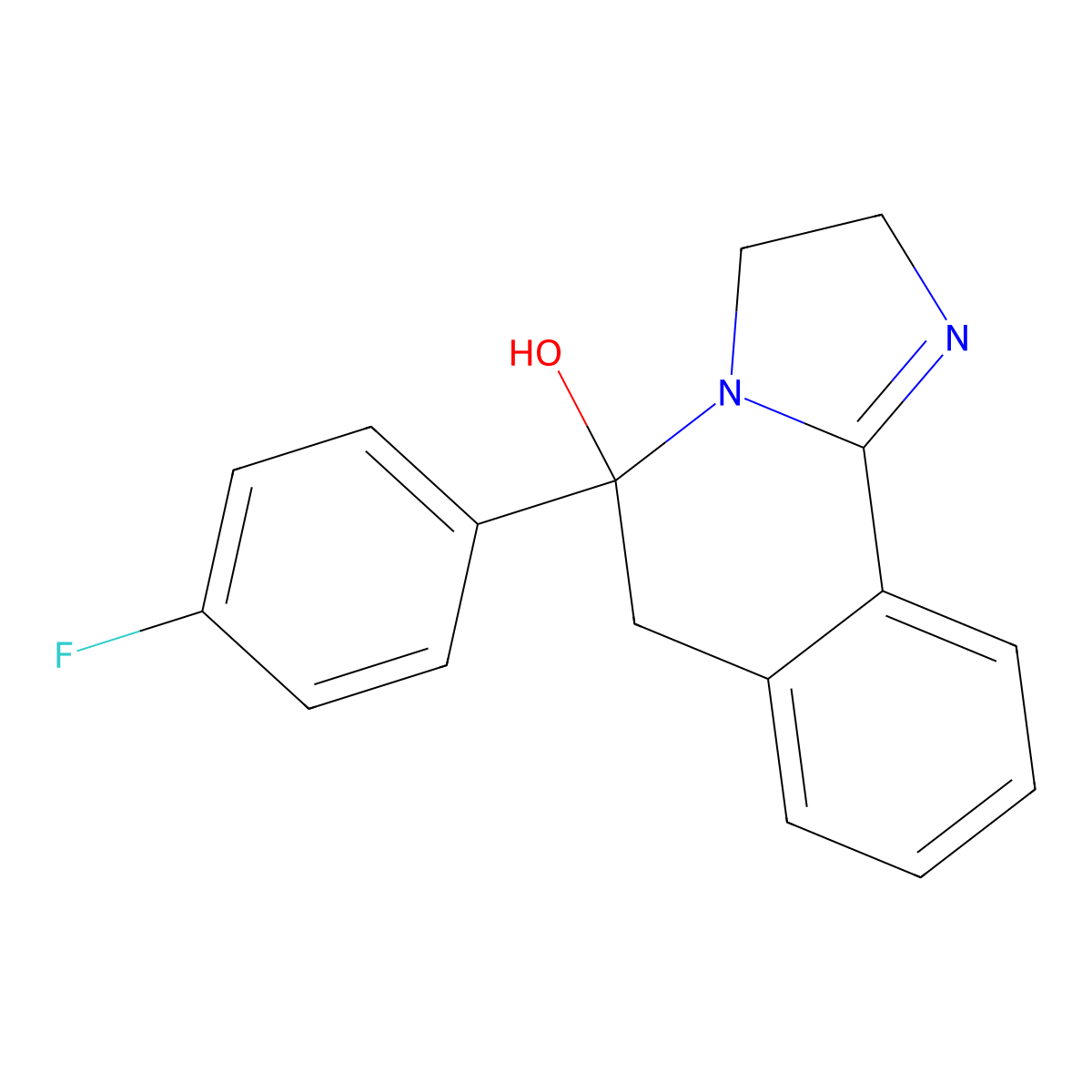 Imidazo(2,1-a)isoquinolin-5-ol, 2,3,5,6-tetrahydro-5-(p-fluorophenyl)- molecular structure, CAS 56882-41-8