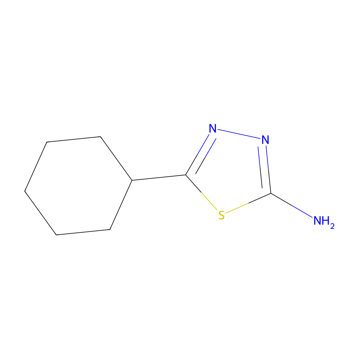 5-Cyclohexyl-1,3,4-thiadiazol-2-amine molecular structure, CAS 56882-77-0
