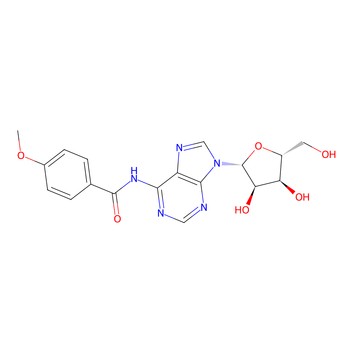 Adenosine, N-(4-methoxybenzoyl)- molecular structure, CAS 56883-05-7