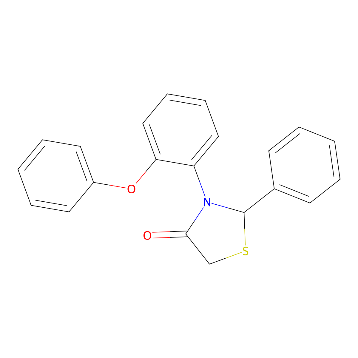 3-(2-Phenoxyphenyl)-2-phenyl-1,3-thiazolidin-4-one molecular structure, CAS 56885-11-1
