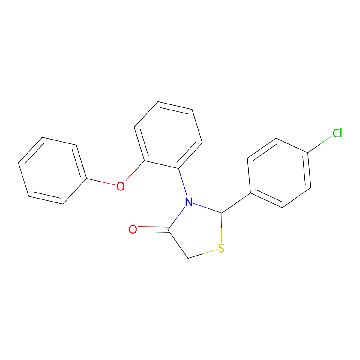 2-(4-Chlorophenyl)-3-(2-phenoxyphenyl)-1,3-thiazolidin-4-one molecular structure, CAS 56885-14-4