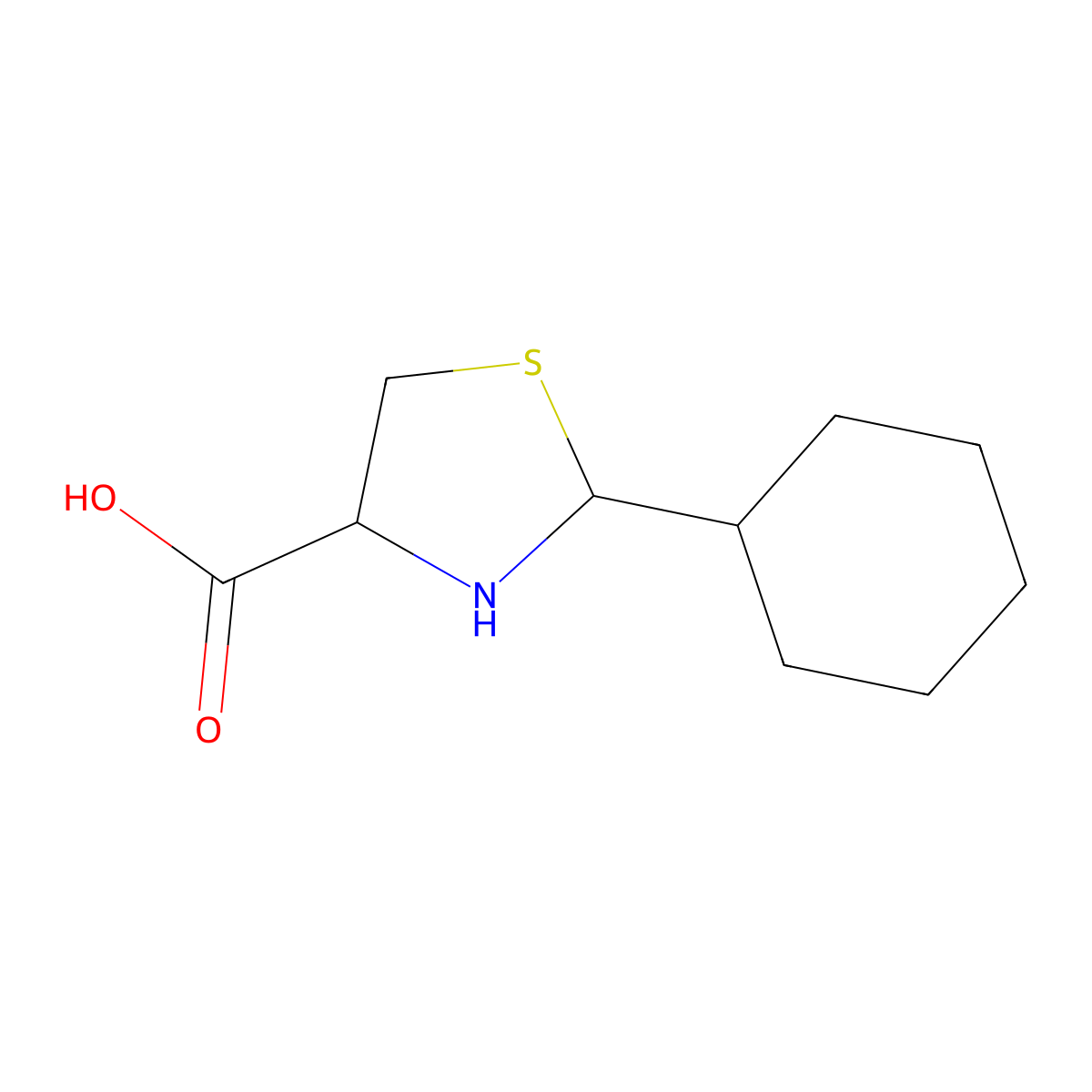 2-Cyclohexyl-thiazolidine-4-carboxylic acid molecular structure, CAS 56888-62-1