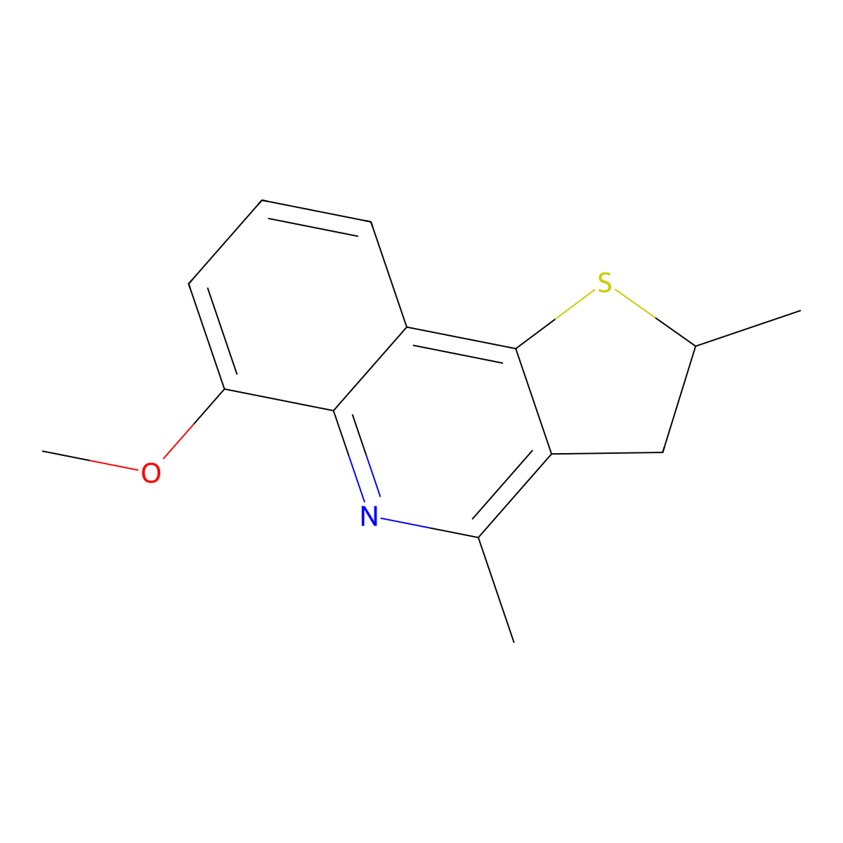 6-Methoxy-2,4-dimethyl-2,3-dihydrothieno[3,2-c]quinoline molecular structure, CAS 5689-10-1