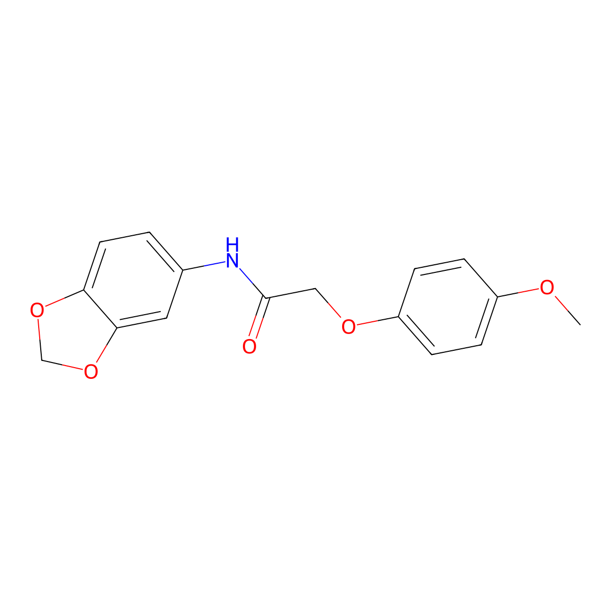 N-(1,3-benzodioxol-5-yl)-2-(4-methoxyphenoxy)acetamide molecular structure, CAS 5689-70-3