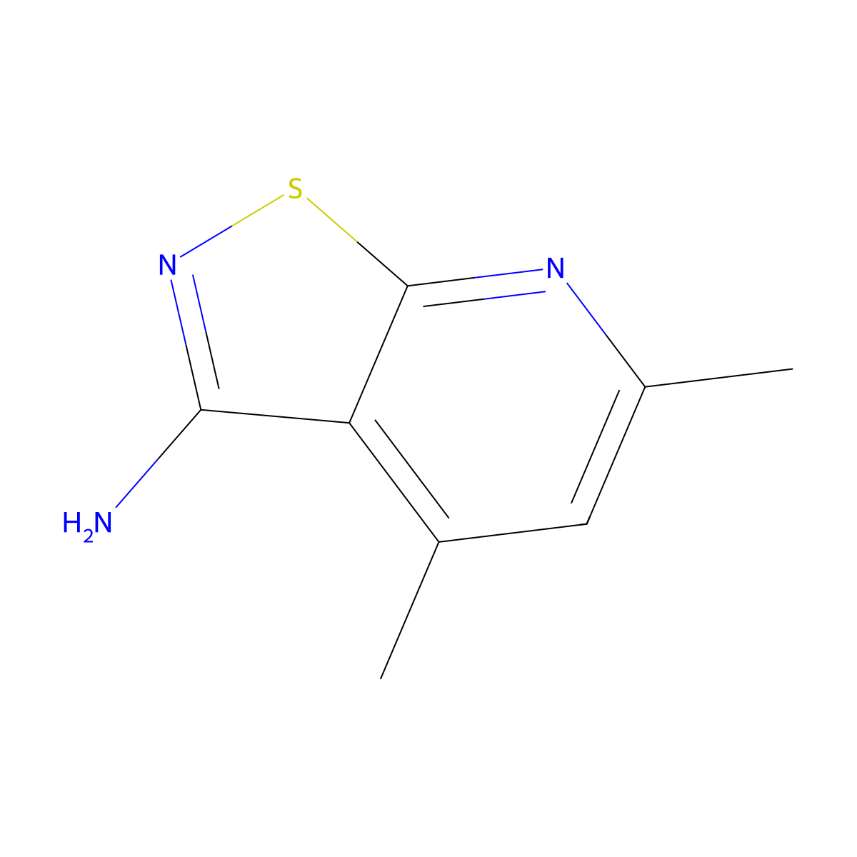 4,6-Dimethyl-(1,2)thiazolo(5,4-b)pyridin-3-amine molecular structure, CAS 56891-66-8