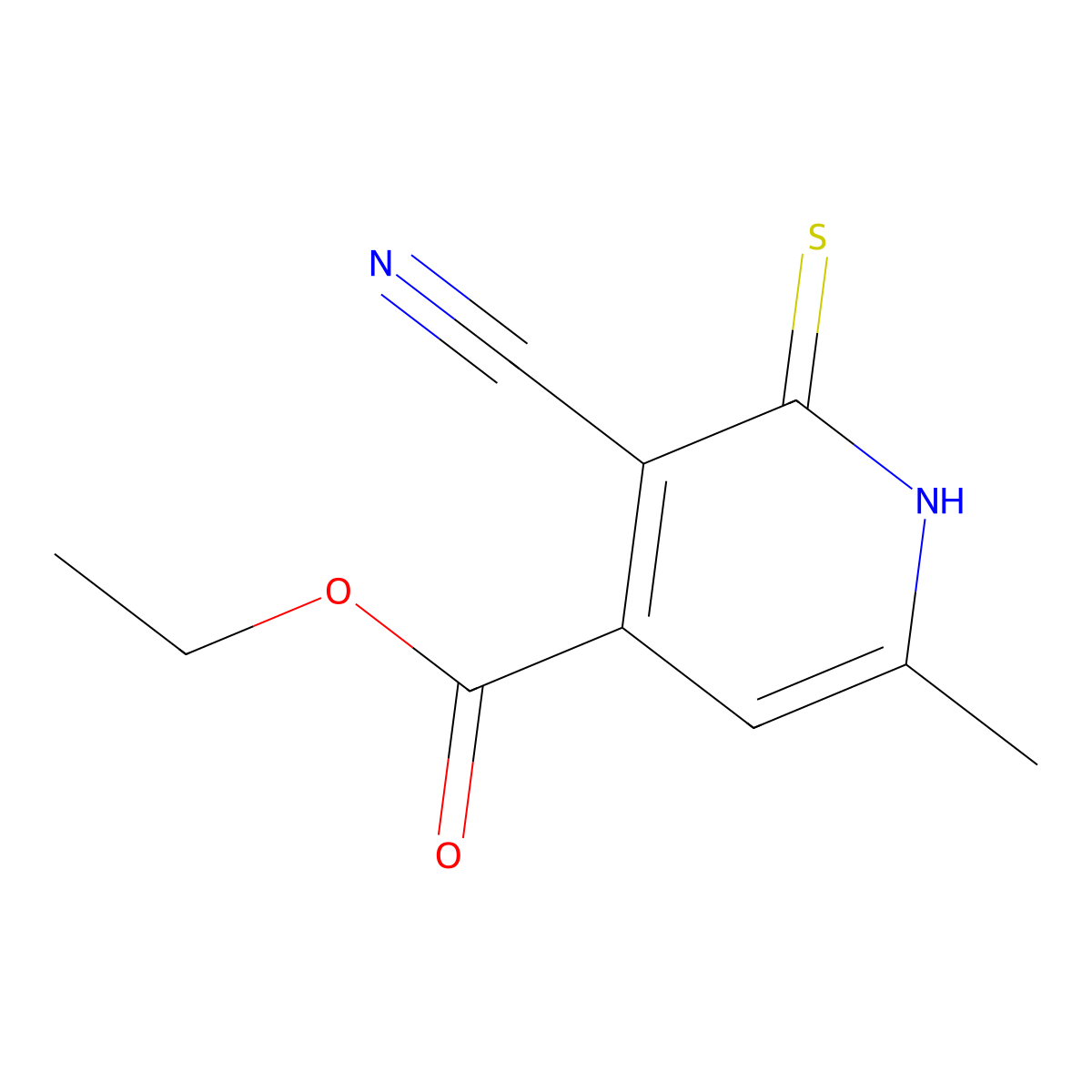 3-Cyano-2-mercapto-6-methyl-isonicotinic acid ethyl ester molecular structure, CAS 56891-69-1