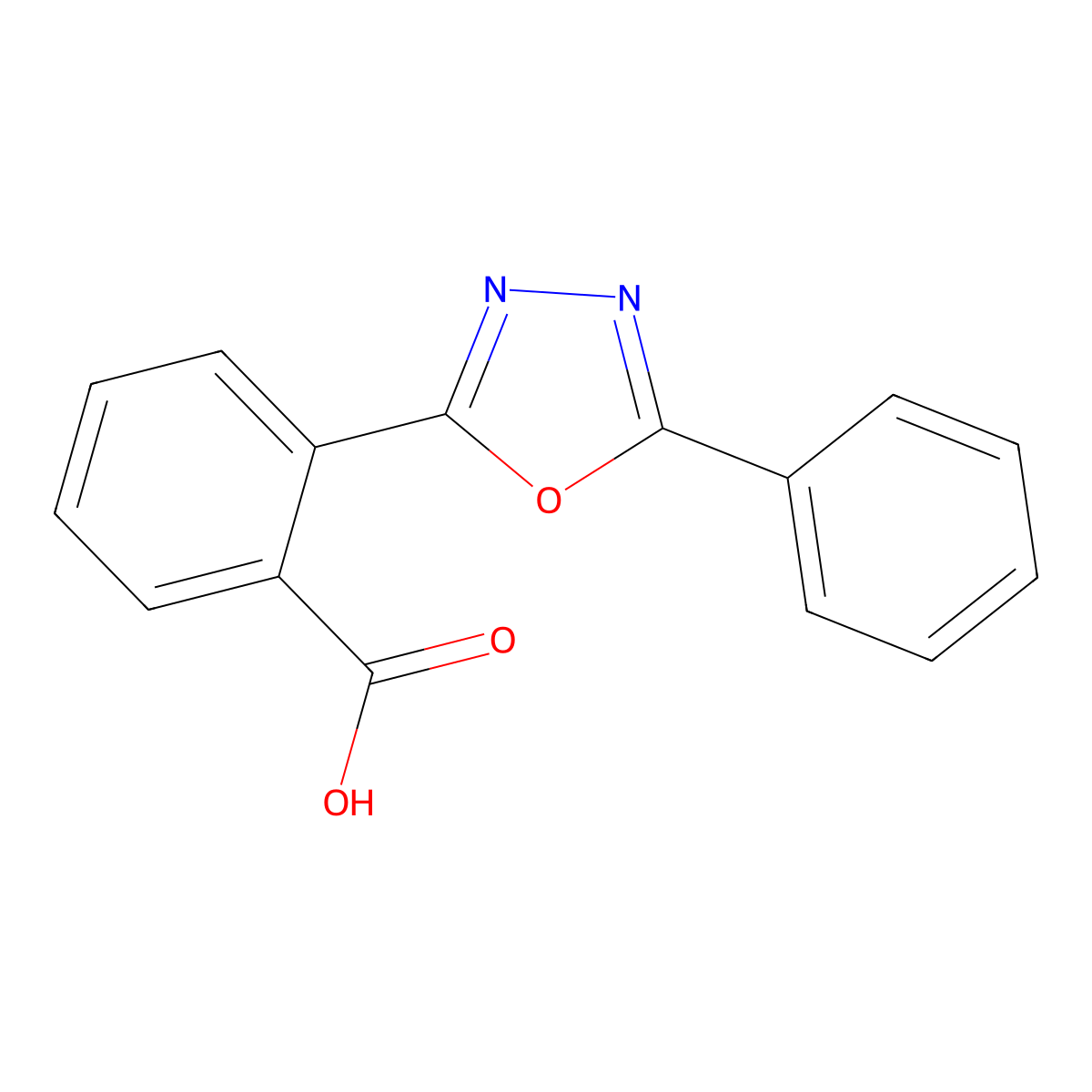 2-(5-Phenyl-1,3,4-oxadiazol-2-yl)benzoic acid molecular structure, CAS 56894-37-2