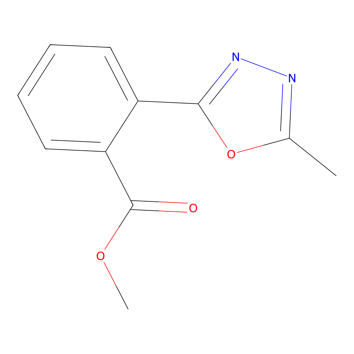 Methyl 2-(5-methyl-1,3,4-oxadiazol-2-yl)benzoate molecular structure, CAS 56894-51-0