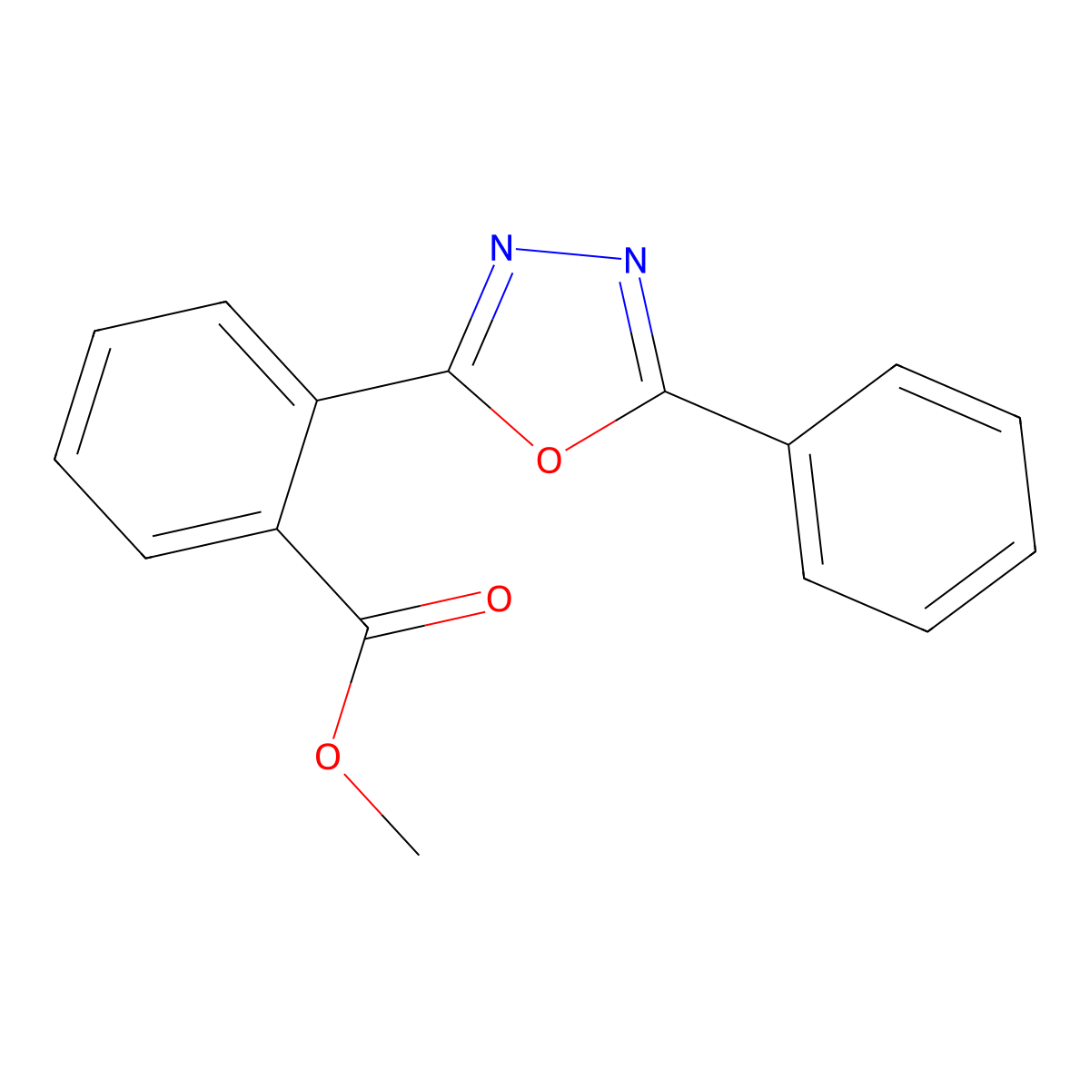 Methyl 2-(5-phenyl-1,3,4-oxadiazol-2-yl)benzoate molecular structure, CAS 56894-58-7