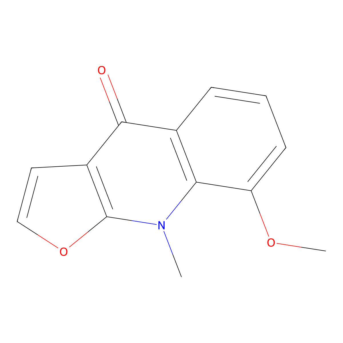 8-Methoxy-9-Methylfuro(2,3-B)Quinolin-4-One molecular structure, CAS 569-02-8